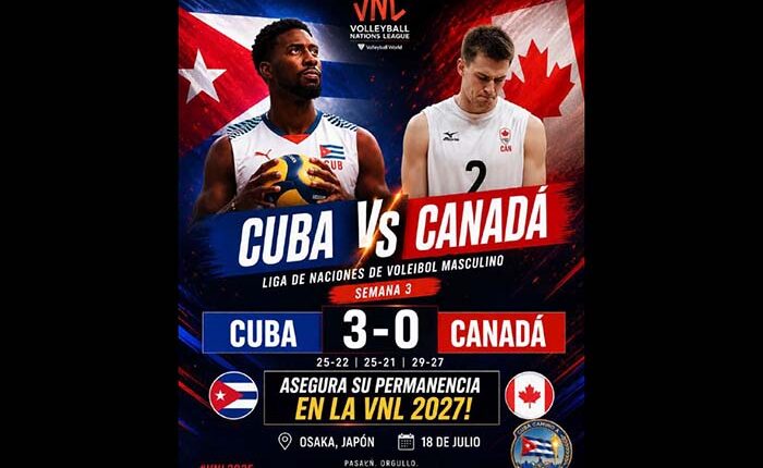 Derrota Cuba a Canadá y garantiza presencia en Liga de Naciones de 2027