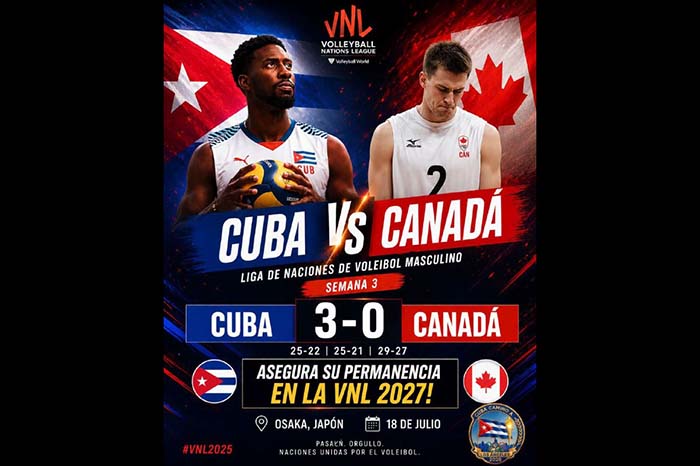 Derrota Cuba a Canadá y garantiza presencia en Liga de Naciones de 2027