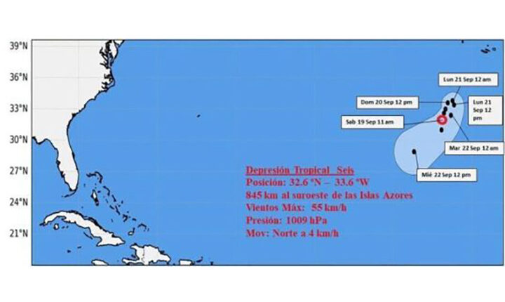 Se formó la depresión tropical Seis en el Atlántico nororiental